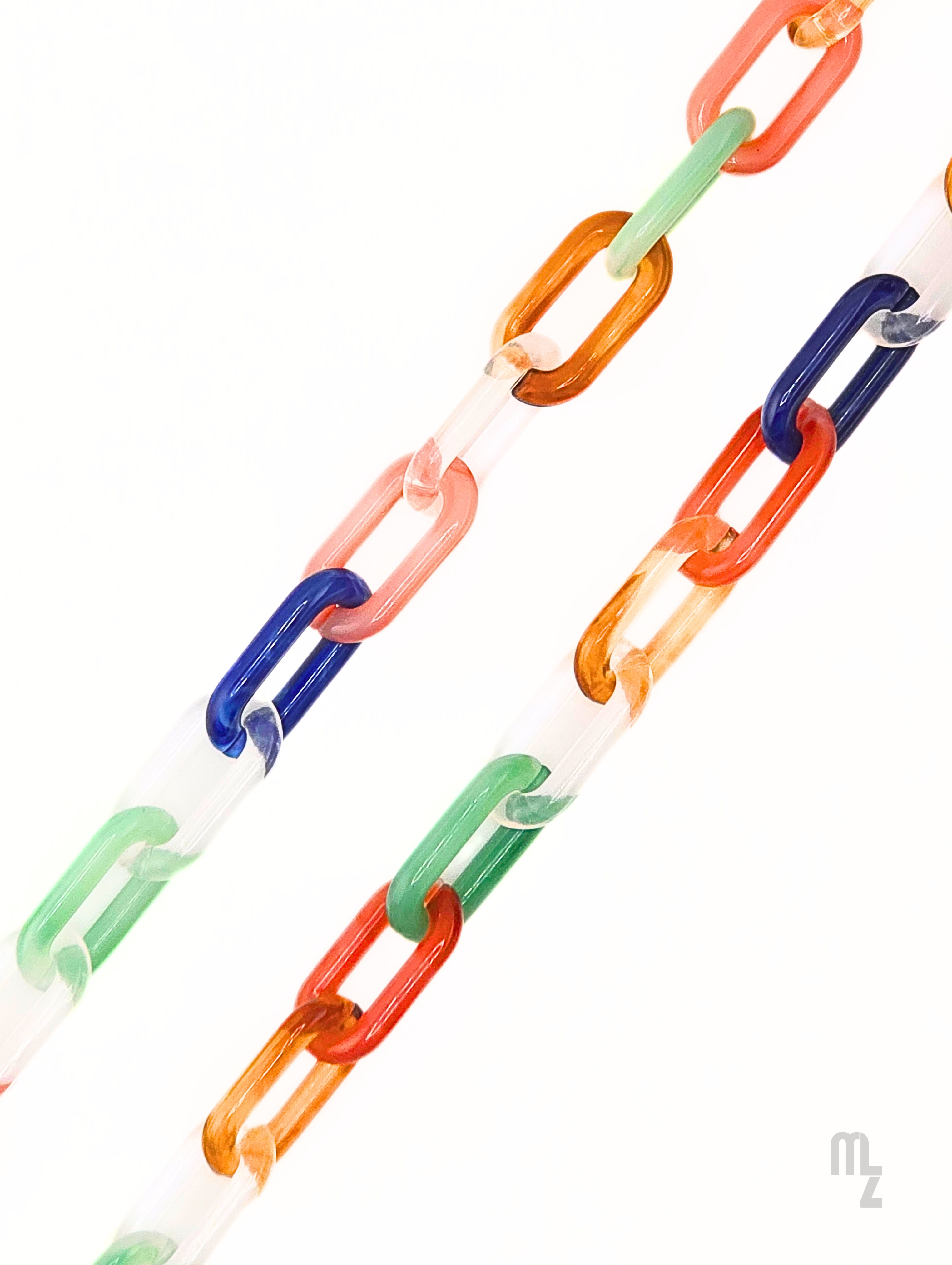 Lumière Chain - Brillenkette mit großen bunten Acetat-Gliedern im luxuriösen Design